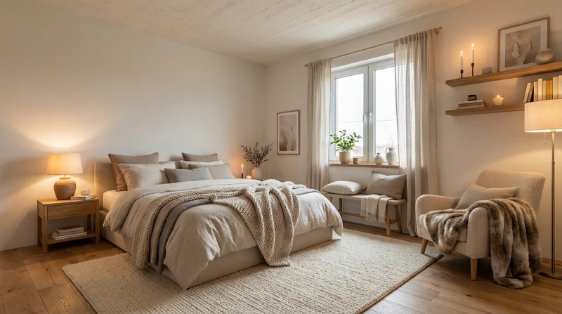 Дизайн интерьера в стиле Хюгге — Спальня от нейросети RoomGPT
