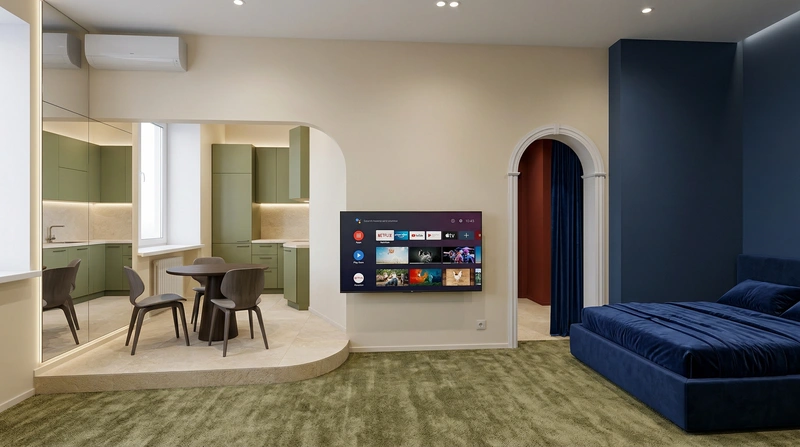 Дизайн интерьера в стиле Контемпорари — Гостиная от нейросети RoomGPT