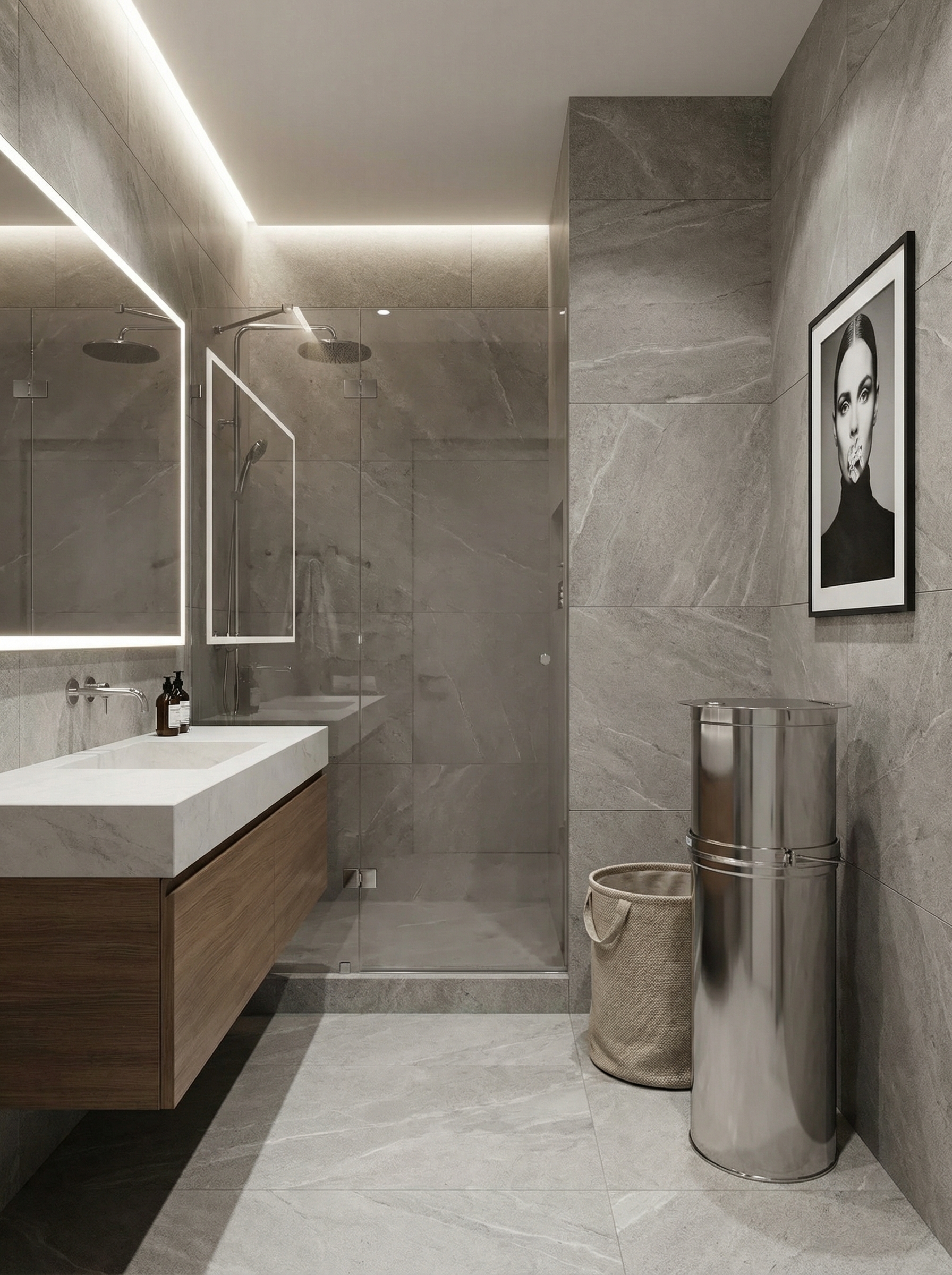 Дизайн ванной в стиле Минимализм — фото интерьера от нейросети RoomGPT