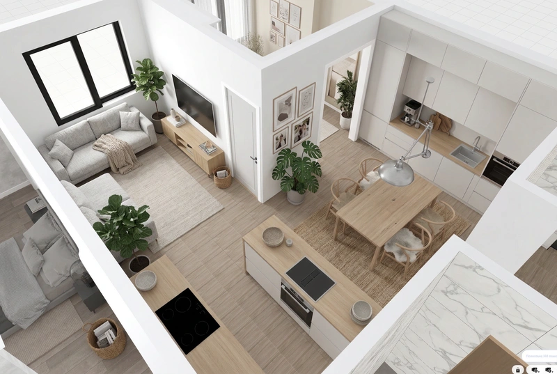 Дизайн интерьера в стиле Хюгге — Гостиная от нейросети RoomGPT