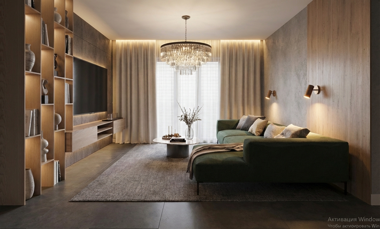 Дизайн гостиной в стиле Контемпорари — фото интерьера от нейросети RoomGPT