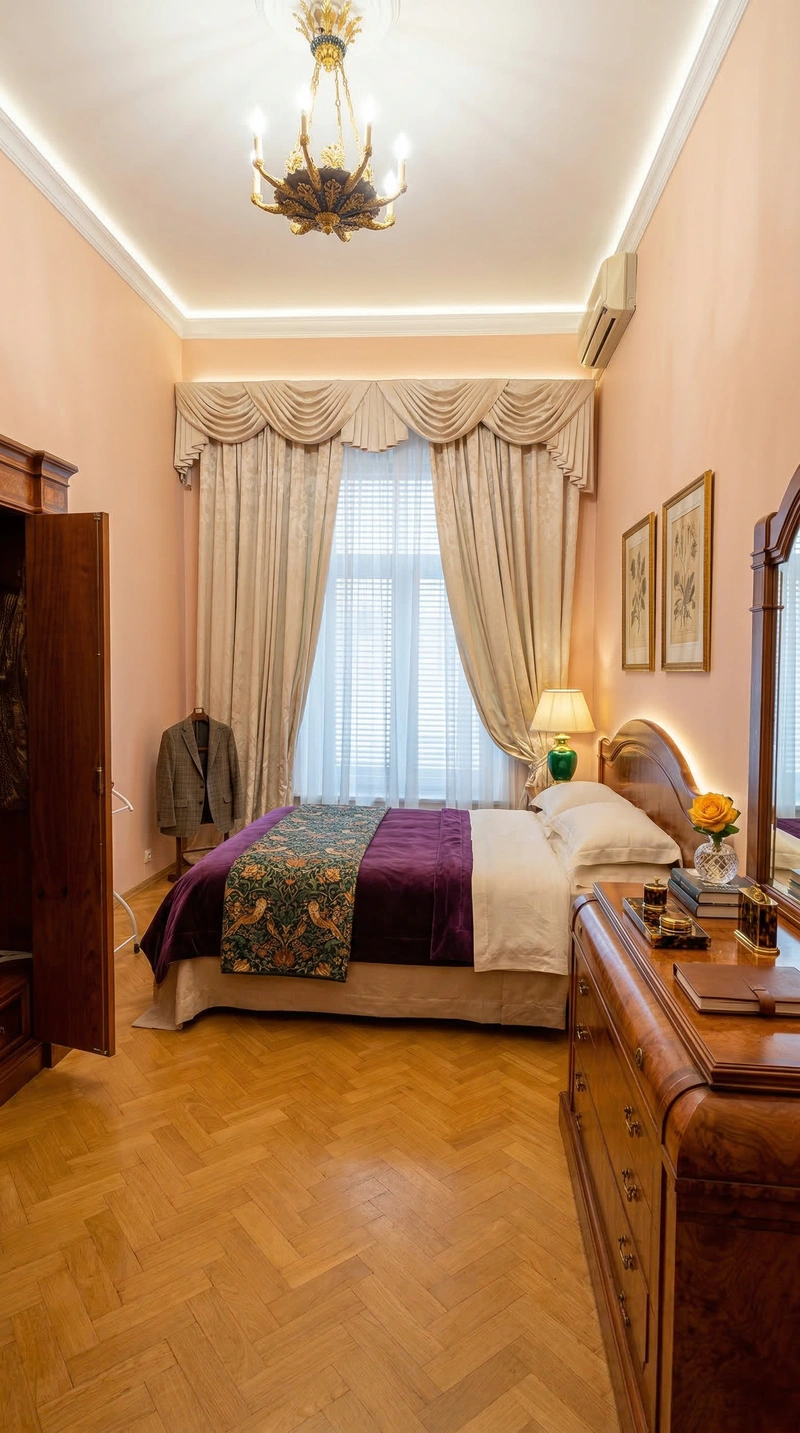 Дизайн спальни в стиле Британский — фото интерьера от нейросети RoomGPT