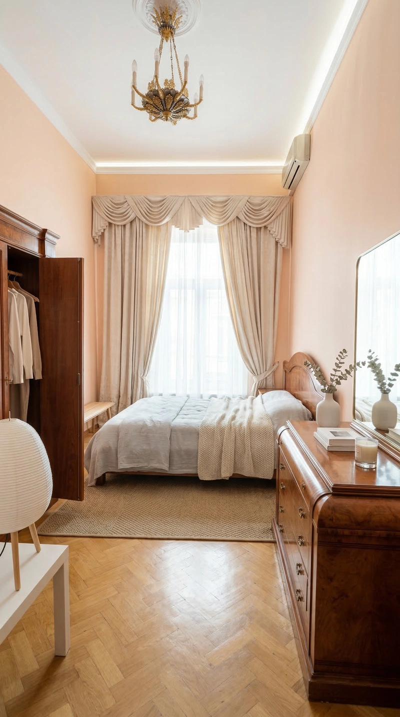 Дизайн спальни в стиле Сканди — фото интерьера от нейросети RoomGPT