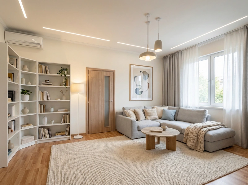 Дизайн интерьера в стиле Сканди — Гостиная от нейросети RoomGPT