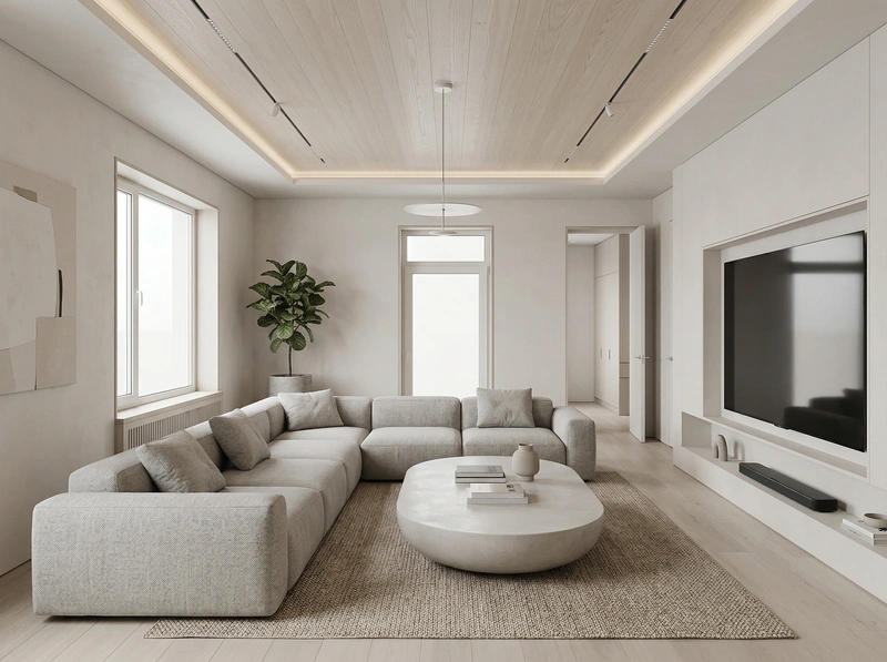 Дизайн интерьера в стиле Минимализм — Гостиная от нейросети RoomGPT