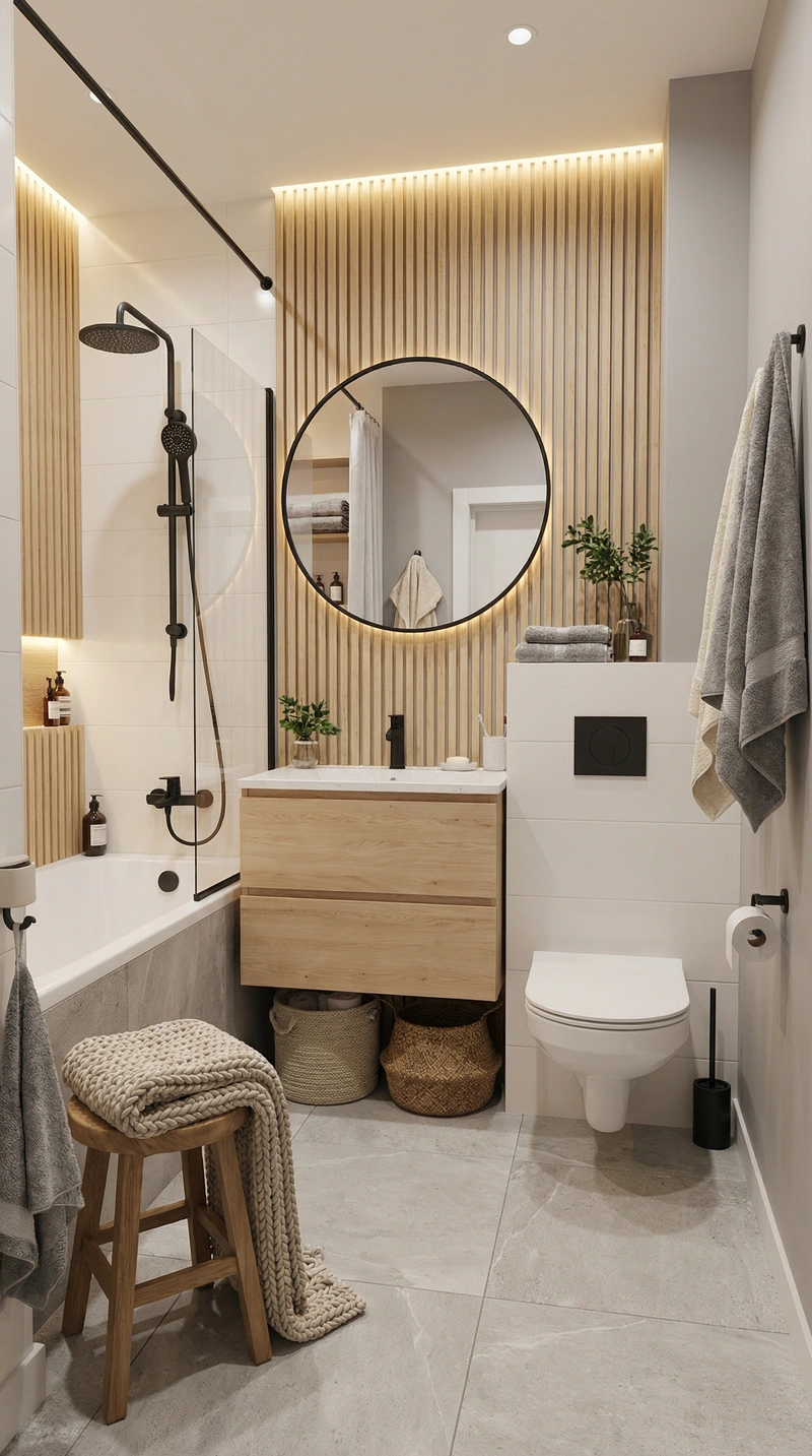 Дизайн интерьера в стиле Хюгге — Ванная от нейросети RoomGPT