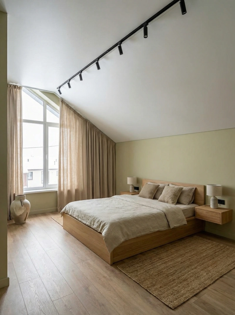 Дизайн спальни в стиле Japandi — фото интерьера от нейросети RoomGPT