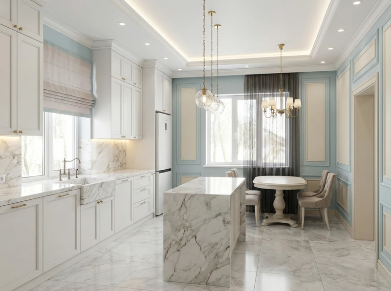 Дизайн интерьера в стиле Классика — Кухня от нейросети RoomGPT