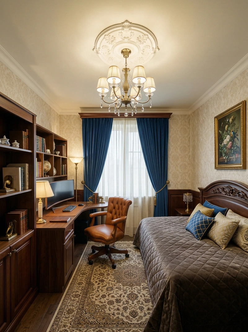 Дизайн спальни в стиле Классика — фото интерьера от нейросети RoomGPT