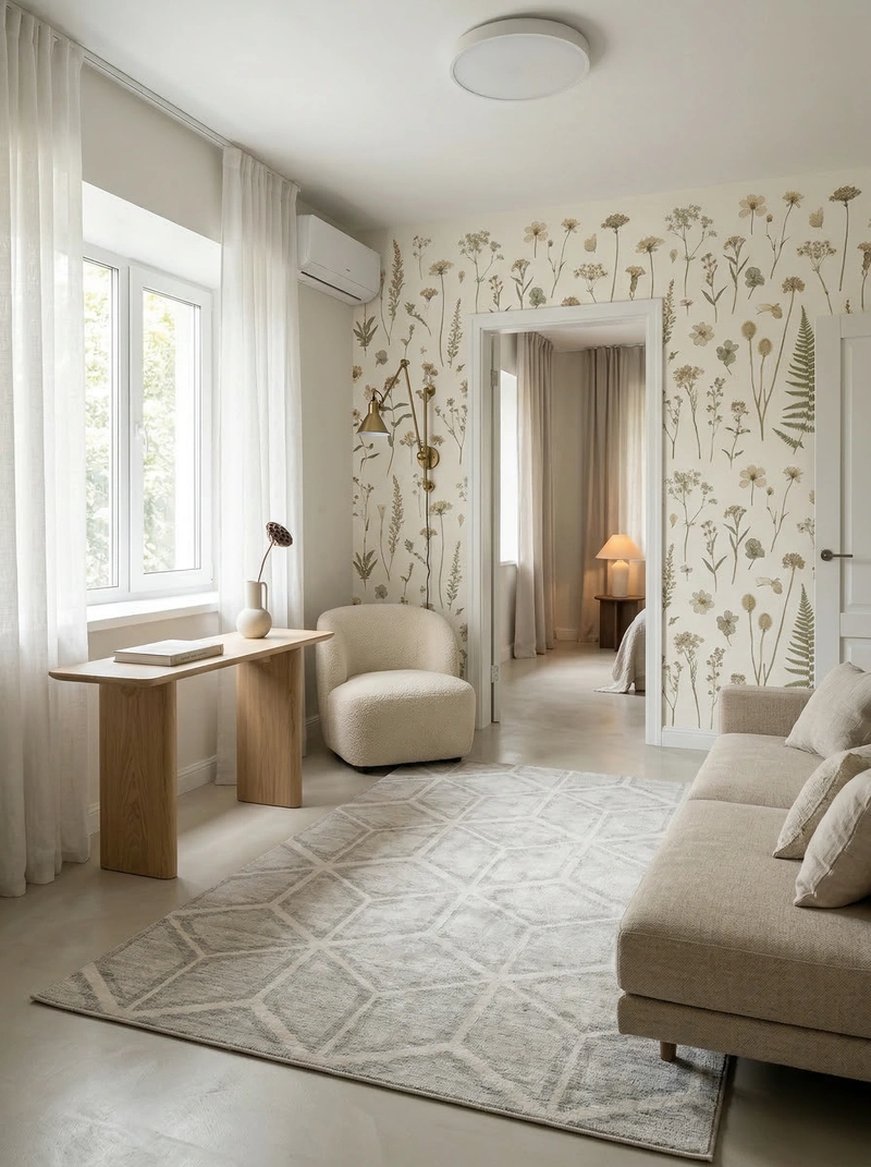 Дизайн интерьера в стиле Минимализм — Гостиная от нейросети RoomGPT