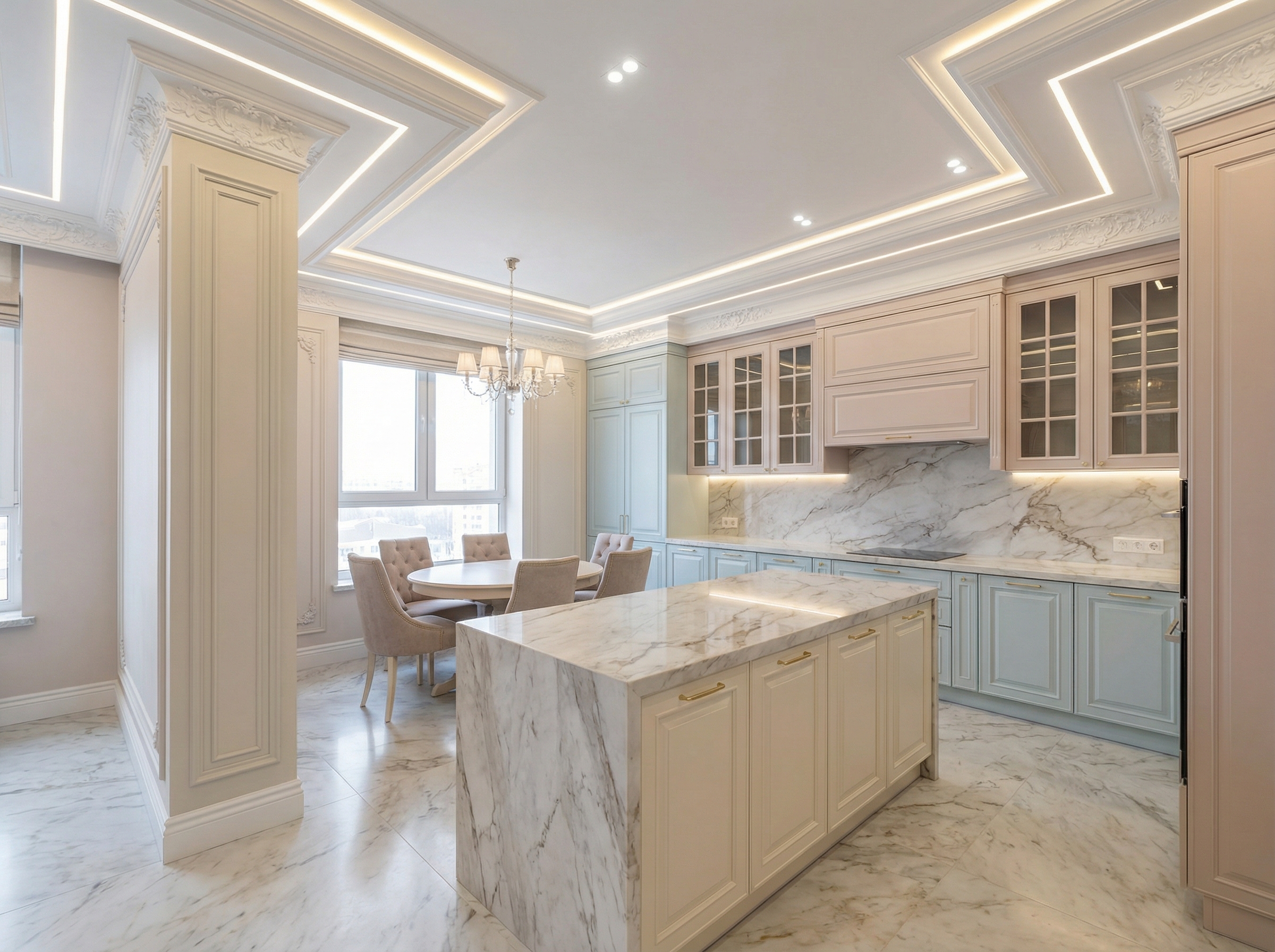 Дизайн кухни в стиле Классика — фото интерьера от нейросети RoomGPT