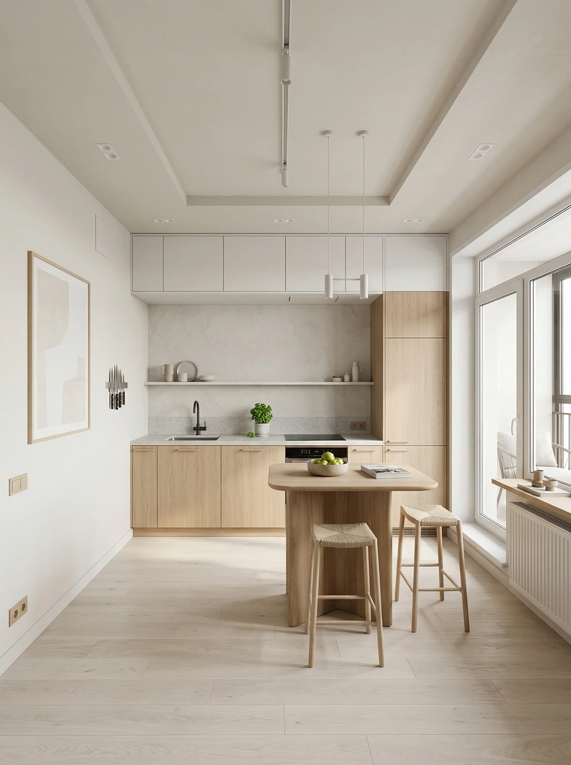 Дизайн интерьера в стиле Сканди — Кухня от нейросети RoomGPT