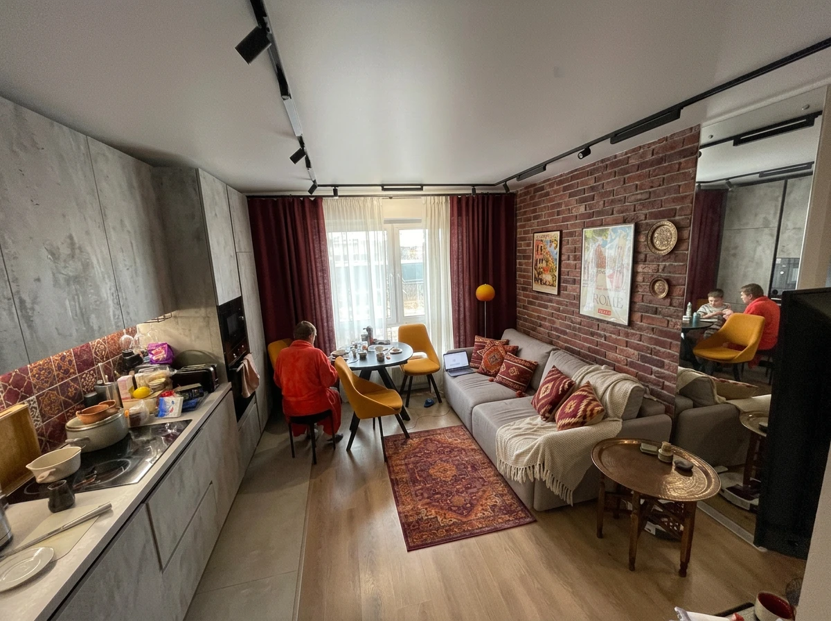 Дизайн кухни в стиле Лофт — фото интерьера от нейросети RoomGPT