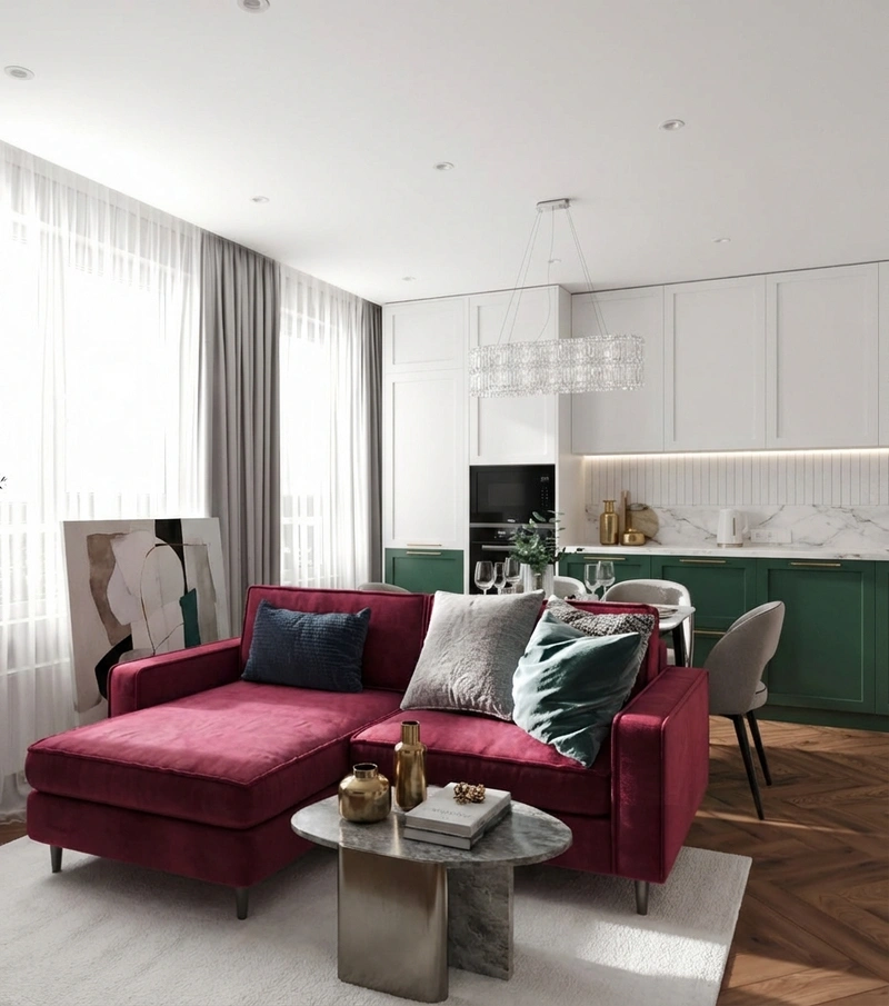 Дизайн интерьера в стиле Эклектика — Гостиная от нейросети RoomGPT