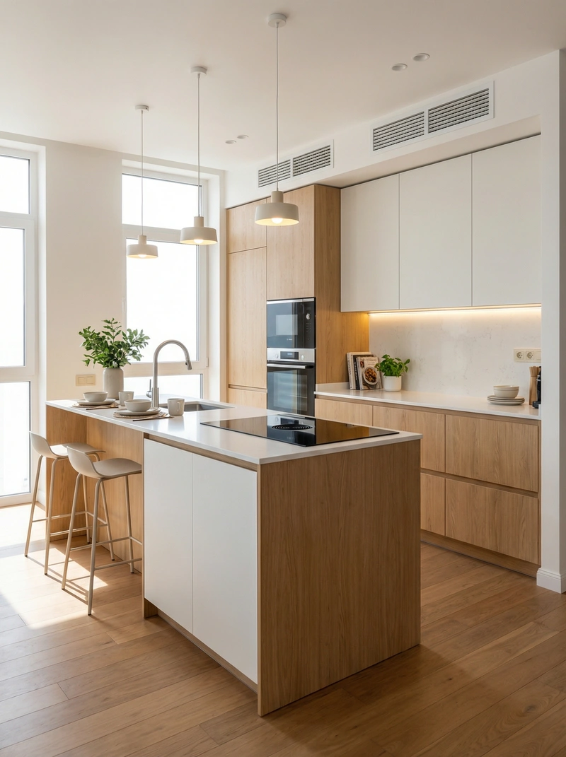 Дизайн интерьера в стиле Сканди — Кухня от нейросети RoomGPT