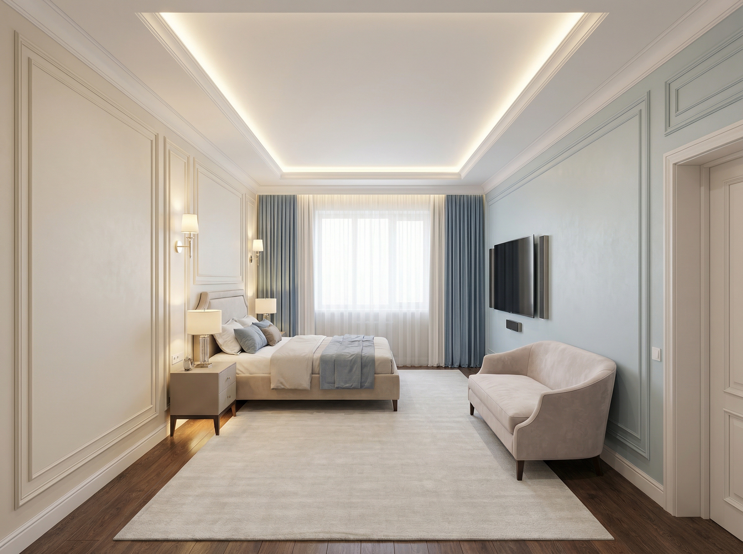 Дизайн спальни в стиле Классика — фото интерьера от нейросети RoomGPT