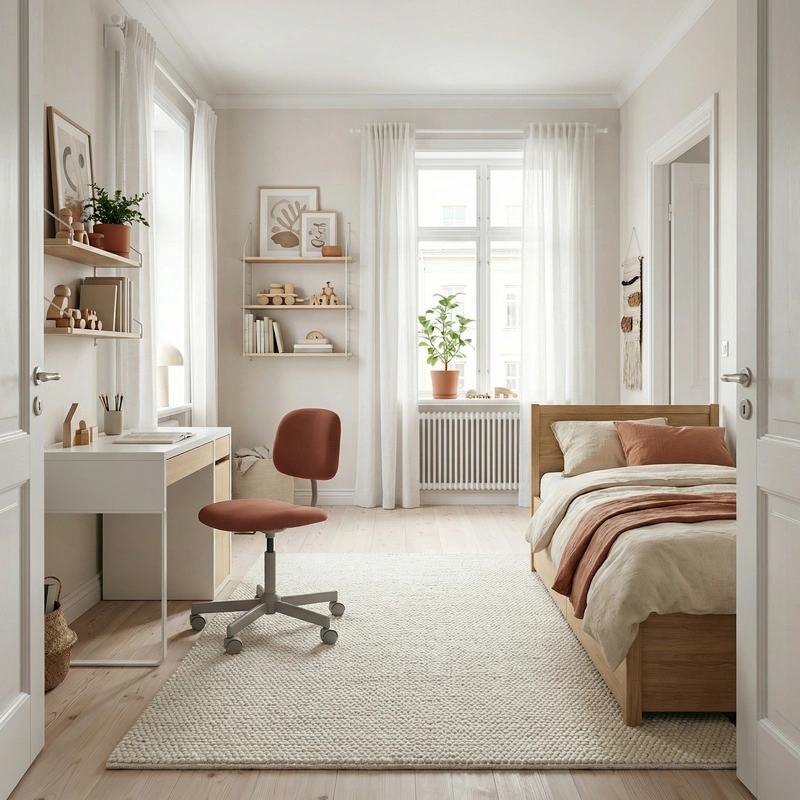 Дизайн детской в стиле Сканди — фото интерьера от нейросети RoomGPT