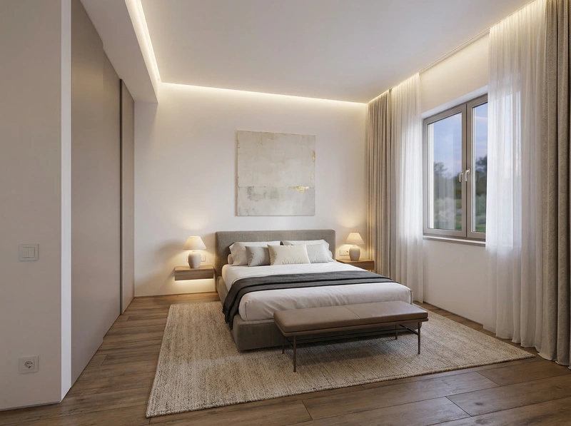 Дизайн интерьера в стиле Минимализм — Спальня от нейросети RoomGPT