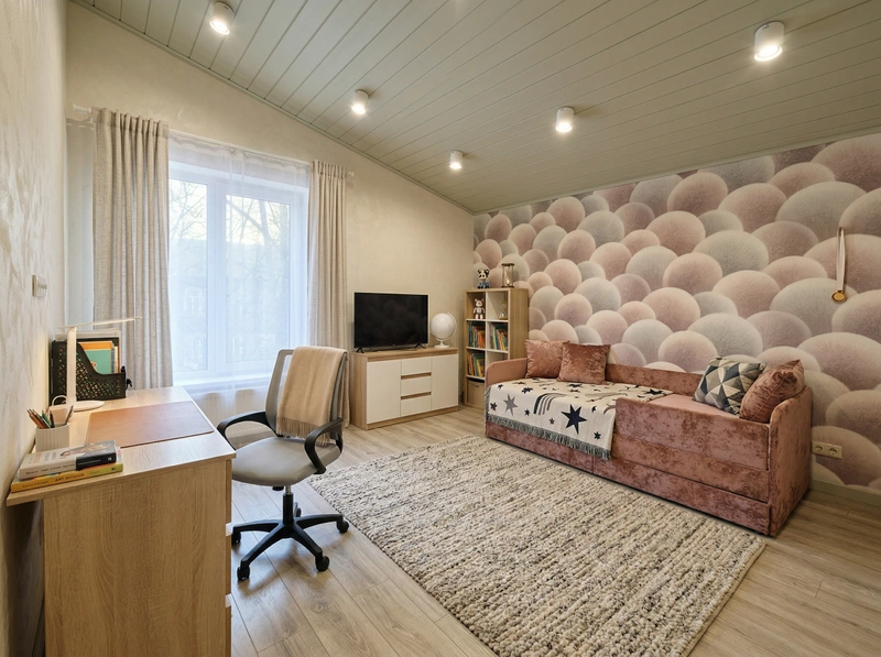 Дизайн детской в стиле Эклектика — фото интерьера от нейросети RoomGPT