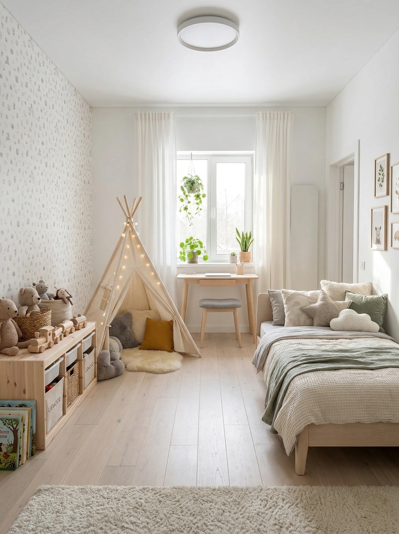 Дизайн детской в стиле Хюгге — фото интерьера от нейросети RoomGPT