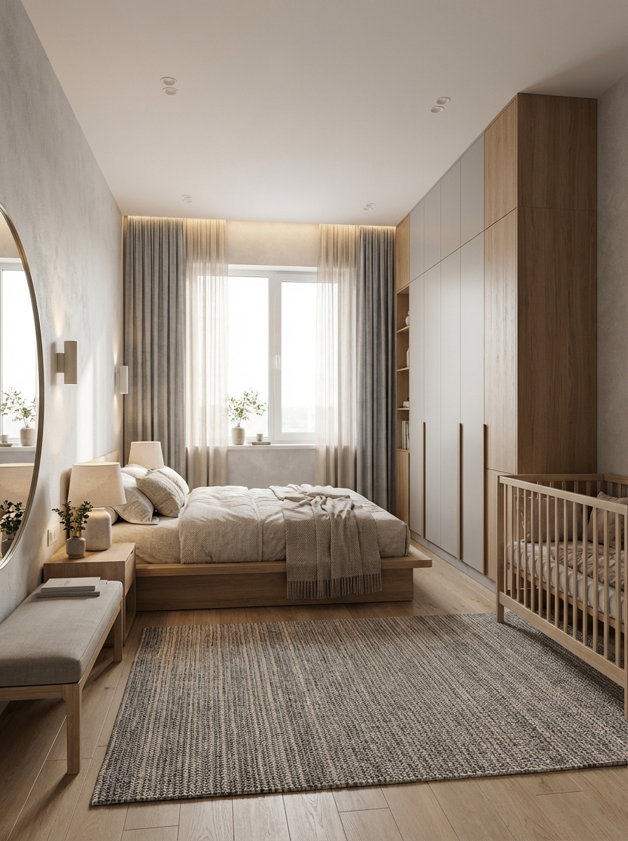 Дизайн спальни в стиле Japandi — фото интерьера от нейросети RoomGPT