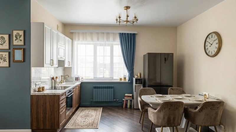 Дизайн кухни в стиле Классика — фото интерьера от нейросети RoomGPT