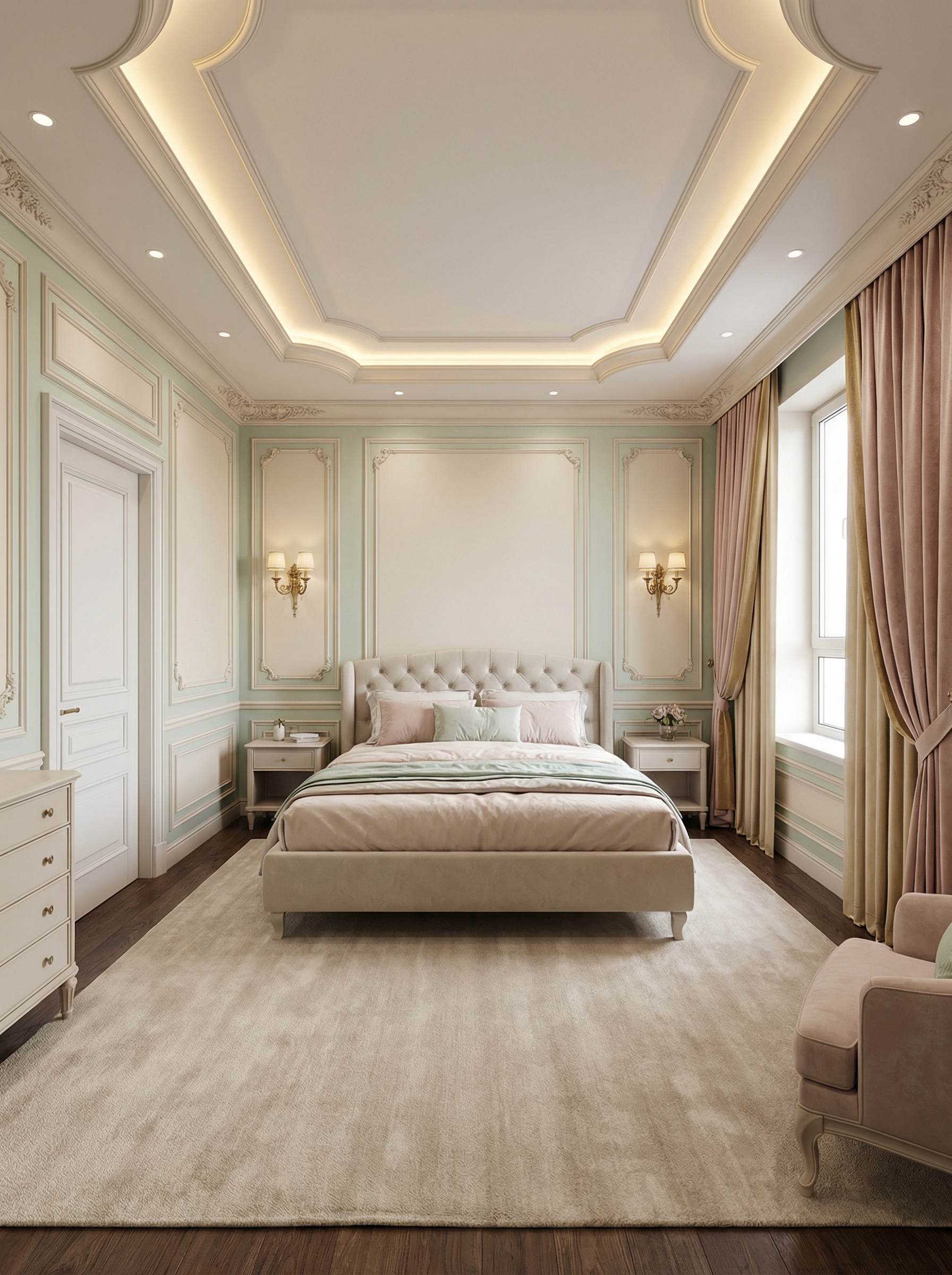 Дизайн спальни в стиле Классика — фото интерьера от нейросети RoomGPT