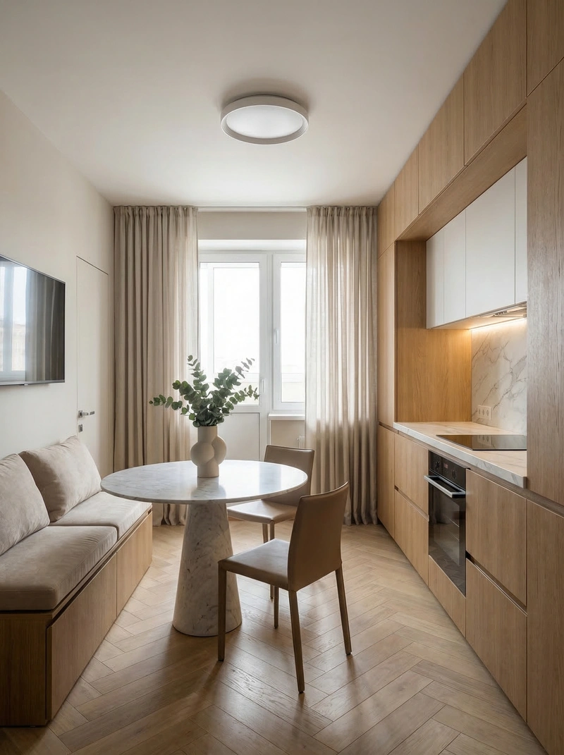 Дизайн интерьера в стиле Минимализм — Кухня от нейросети RoomGPT