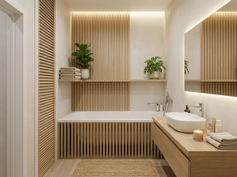 Дизайн интерьера в стиле Хюгге — Ванная от нейросети RoomGPT