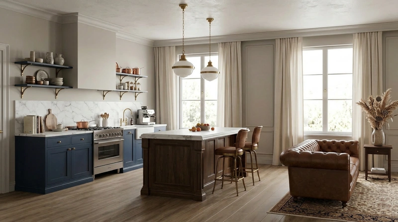 Дизайн кухни в стиле Классика — фото интерьера от нейросети RoomGPT