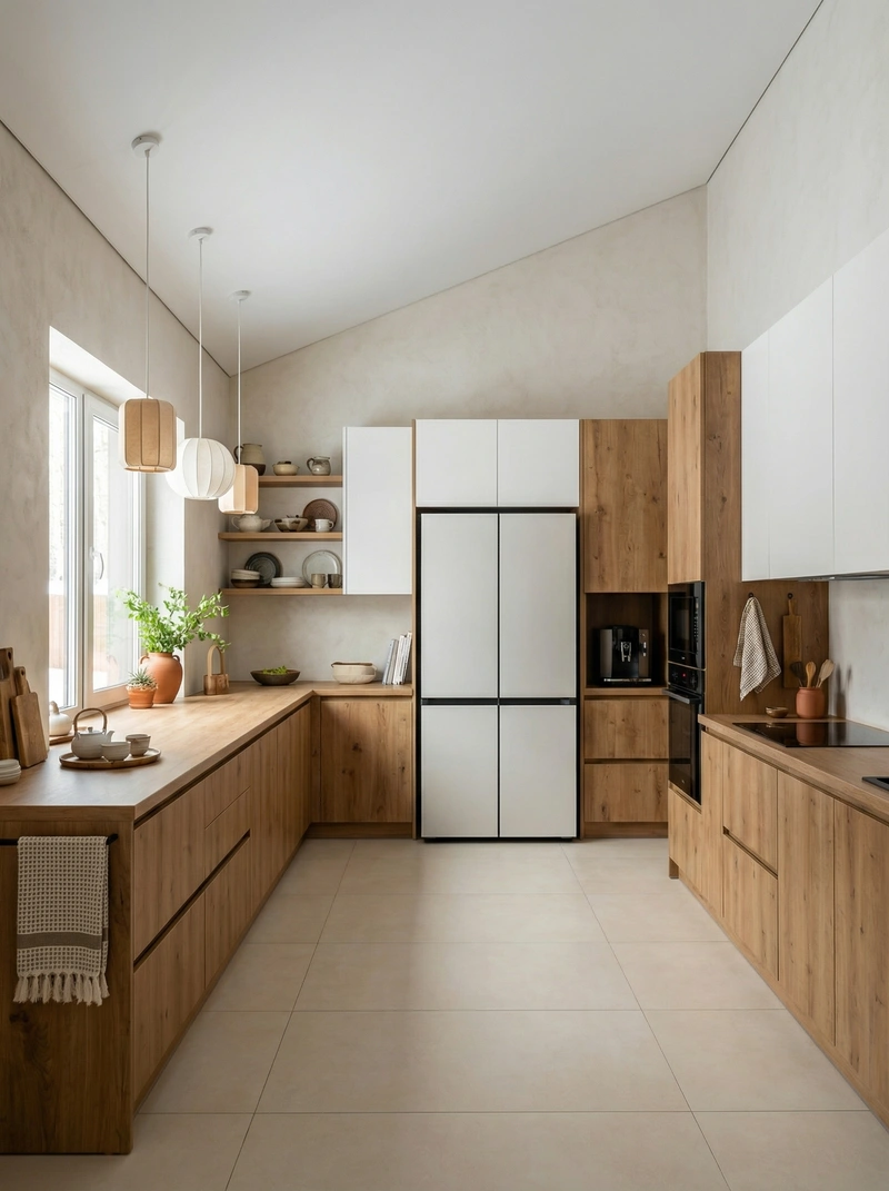 Дизайн кухни в стиле Japandi — фото интерьера от нейросети RoomGPT