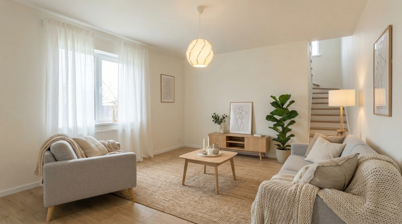 Дизайн интерьера в стиле Хюгге — Гостиная от нейросети RoomGPT