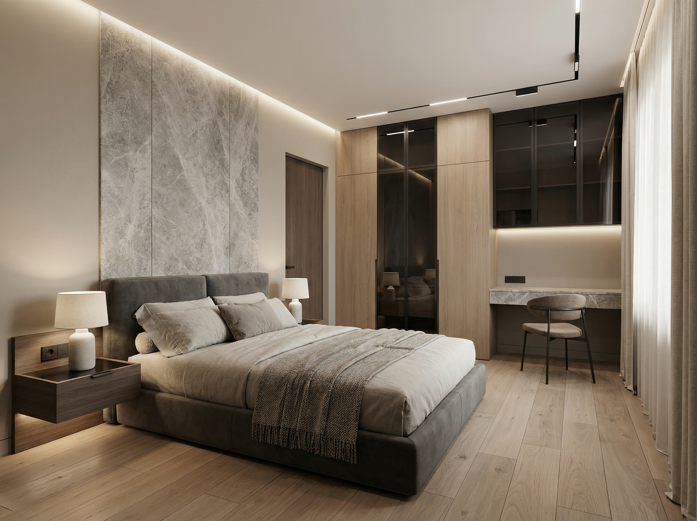 Дизайн спальни в стиле Минимализм — фото интерьера от нейросети RoomGPT