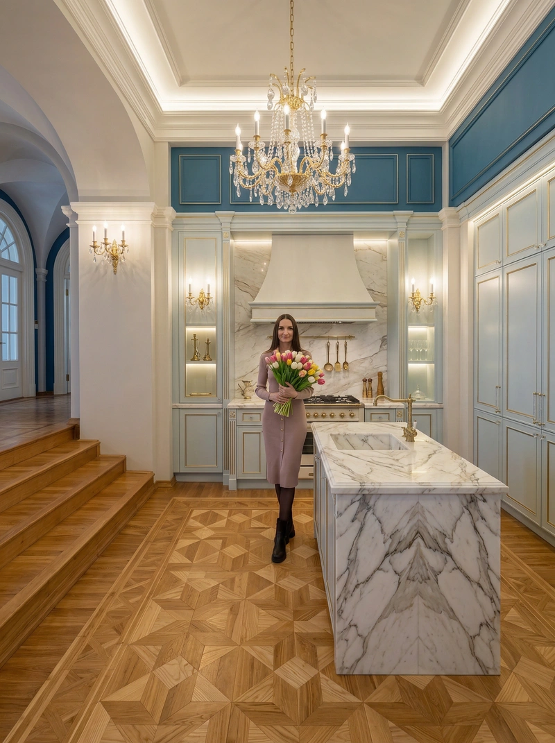 Дизайн интерьера в стиле Неоклассика — Кухня от нейросети RoomGPT