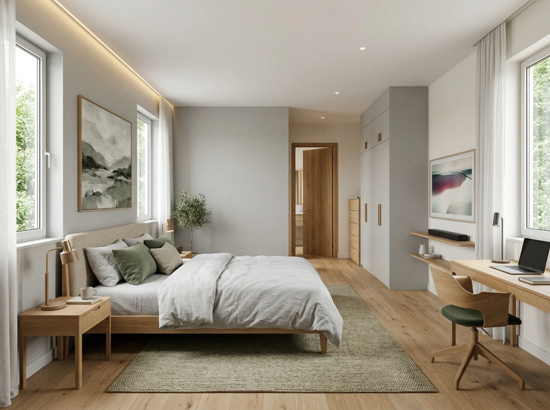 Дизайн спальни в стиле Минимализм — фото интерьера от нейросети RoomGPT