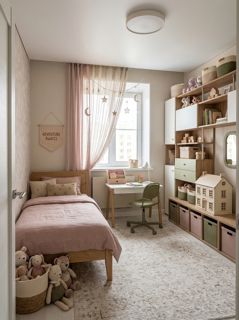 Дизайн детской в стиле Сканди — фото интерьера от нейросети RoomGPT