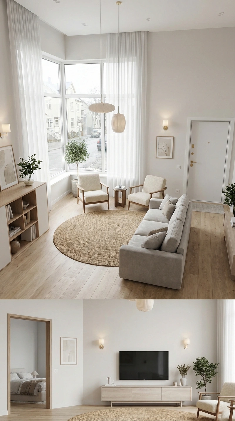 Дизайн интерьера в стиле Сканди — Гостиная от нейросети RoomGPT