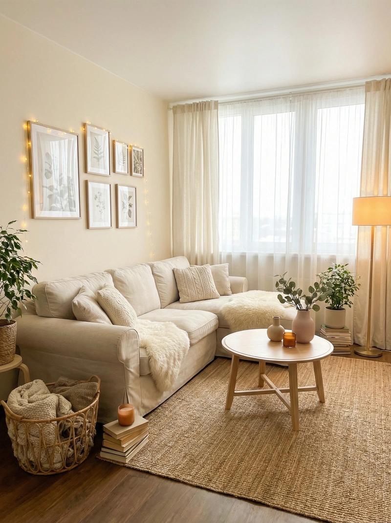 Дизайн интерьера в стиле Хюгге — Гостиная от нейросети RoomGPT