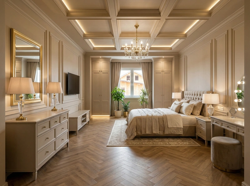 Дизайн спальни в стиле Классика — фото интерьера от нейросети RoomGPT