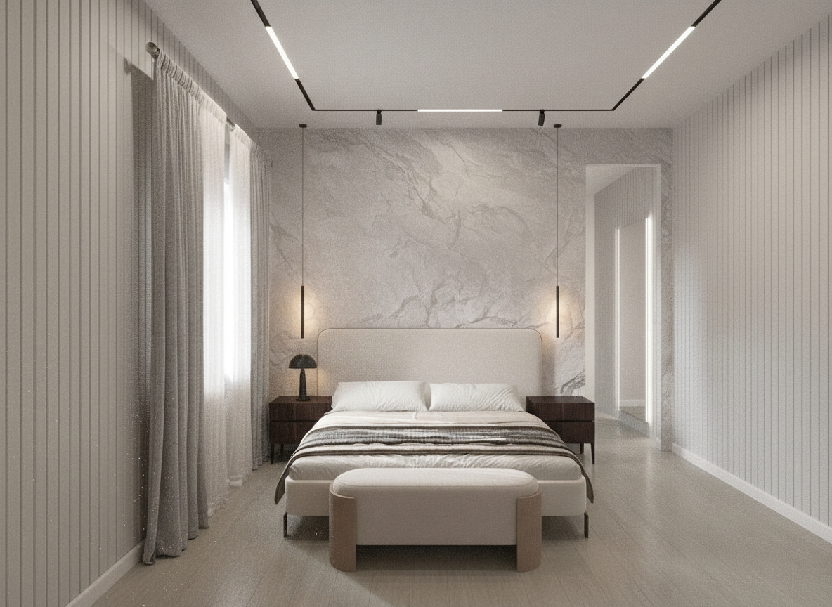 Дизайн спальни в стиле Минимализм — фото интерьера от нейросети RoomGPT