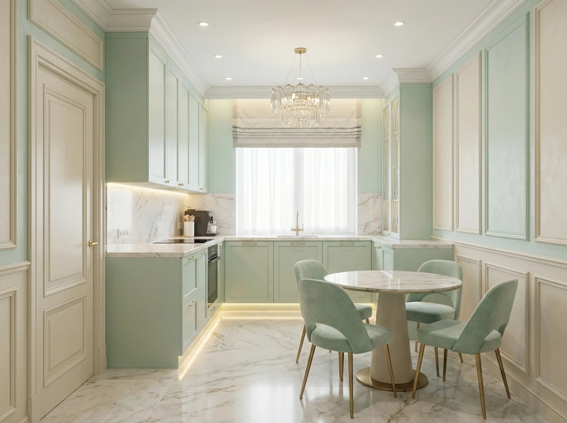 Дизайн интерьера в стиле Классика — Кухня от нейросети RoomGPT