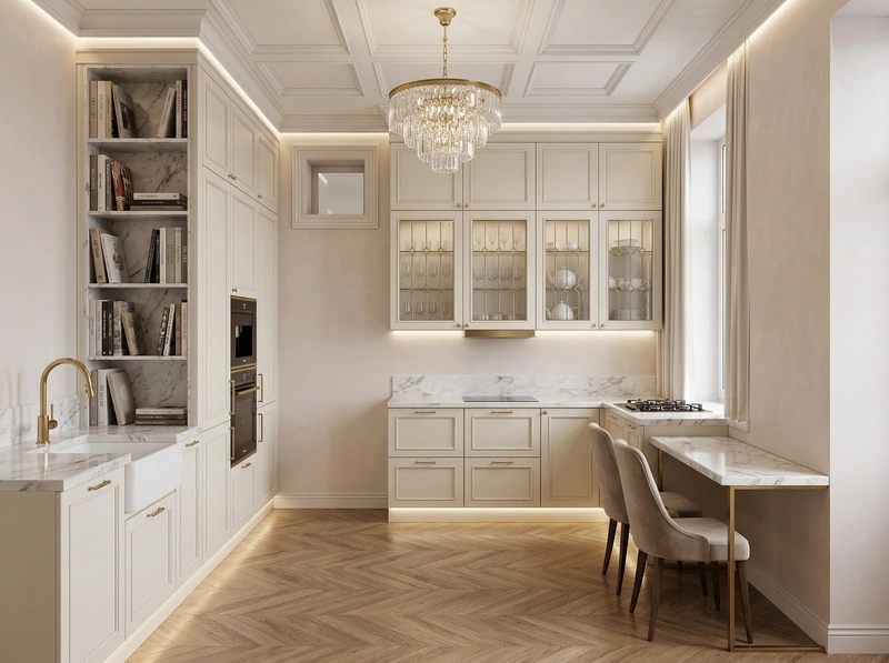 Дизайн интерьера в стиле Неоклассика — Кухня от нейросети RoomGPT