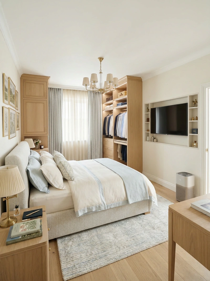 Дизайн спальни в стиле Британский — фото интерьера от нейросети RoomGPT