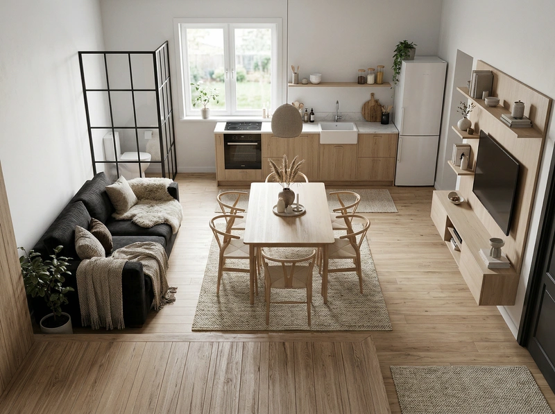 Дизайн интерьера в стиле Хюгге — Гостиная от нейросети RoomGPT