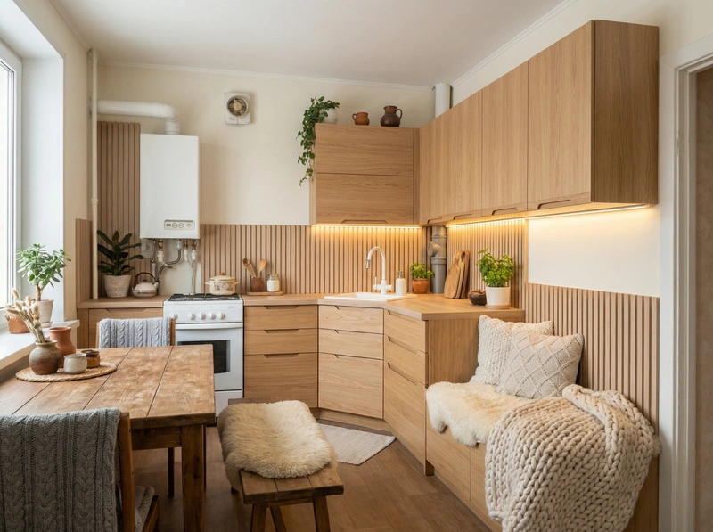 Дизайн интерьера в стиле Хюгге — Кухня от нейросети RoomGPT