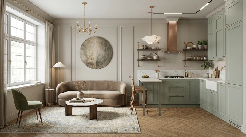 Дизайн интерьера в стиле Классика — Кухня от нейросети RoomGPT