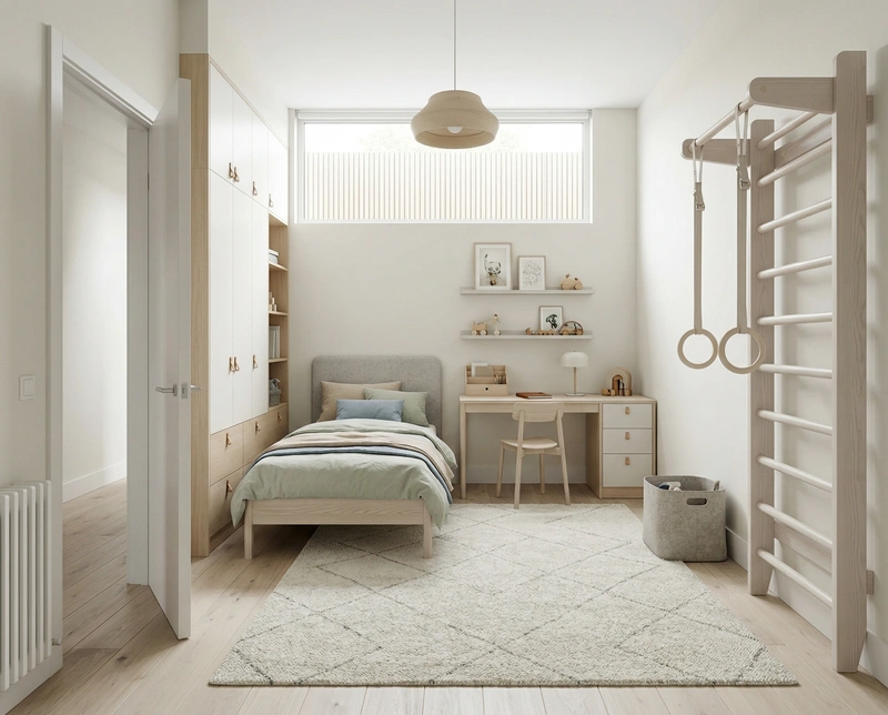 Дизайн детской в стиле Сканди — фото интерьера от нейросети RoomGPT