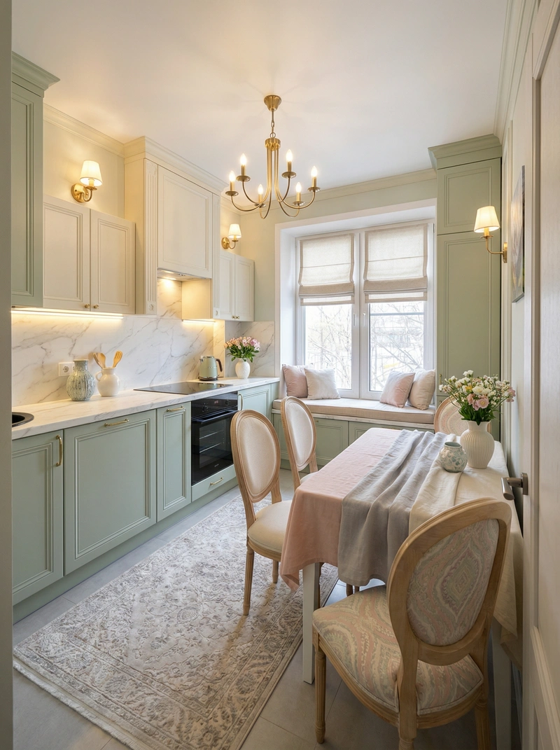 Дизайн интерьера в стиле Классика — Кухня от нейросети RoomGPT