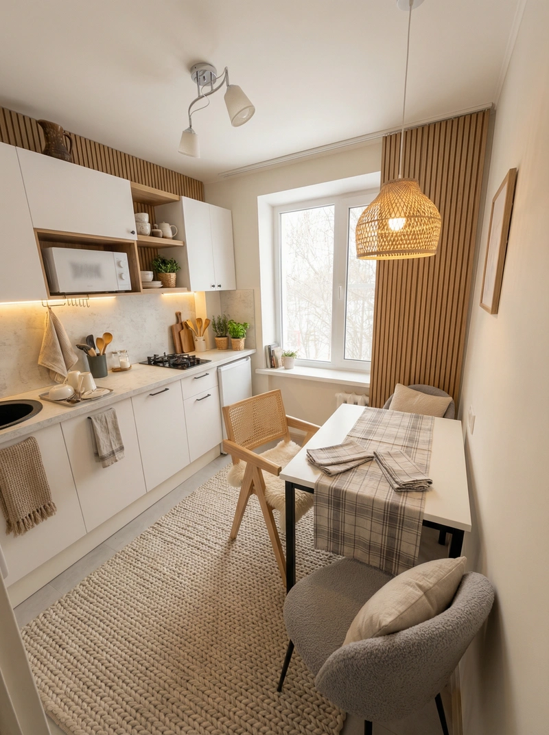 Дизайн интерьера в стиле Хюгге — Кухня от нейросети RoomGPT