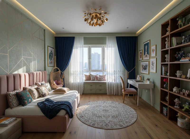 Дизайн интерьера в стиле Эклектика — Детская от нейросети RoomGPT